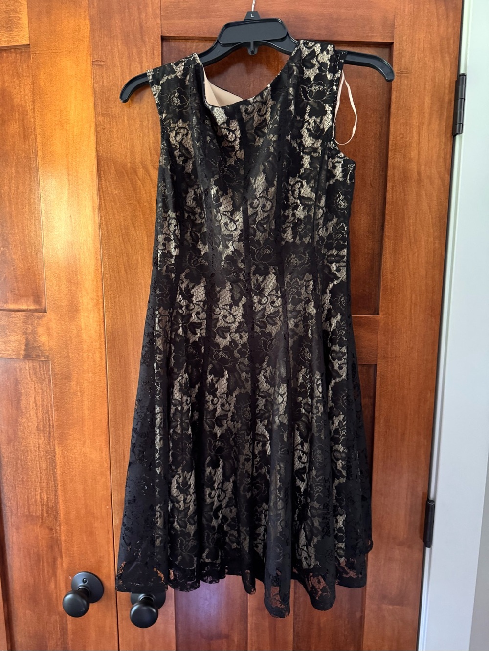 Danny & Nicole Black Lace Overlay Mini Dress